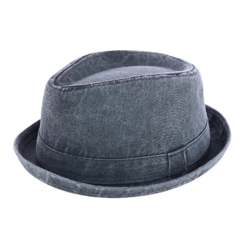 Lightweight felt hat for warm weather style -Epoch Hats Company Men's Washed Denim Cotton Fedora Hat