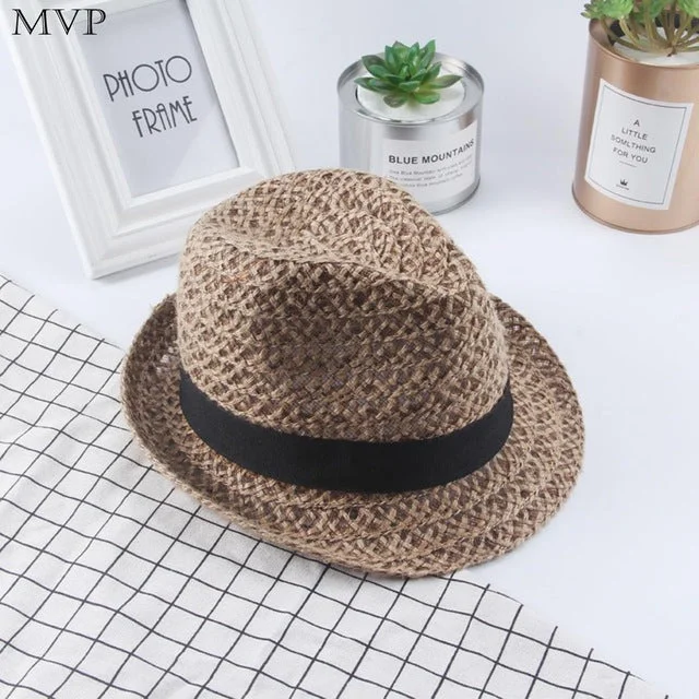 Stylish felt hat for fashionable headwear -Exquisitely Woven Straw Fedora with Black Band