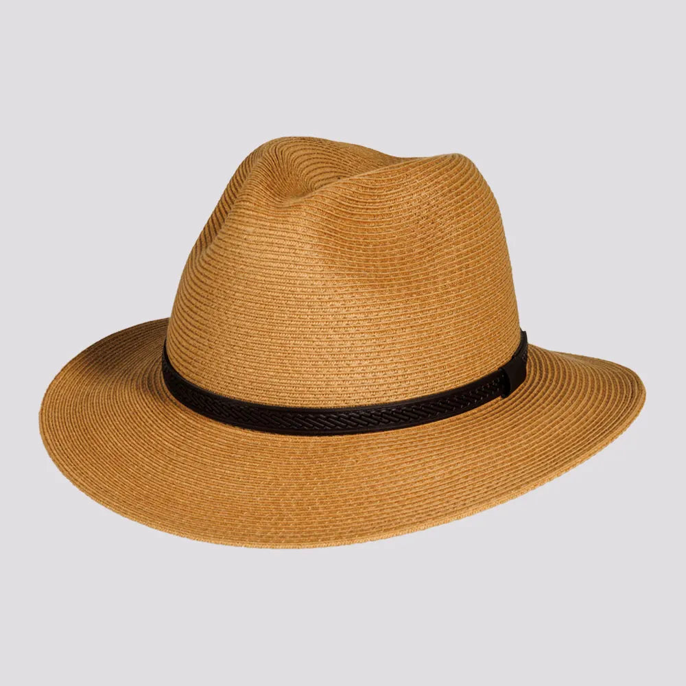 Comfortable straw hat for women with wide brim and adjustable fit -Nassau | Mens Fine Toyo Paper Braid Downturn Safari Sun Hat