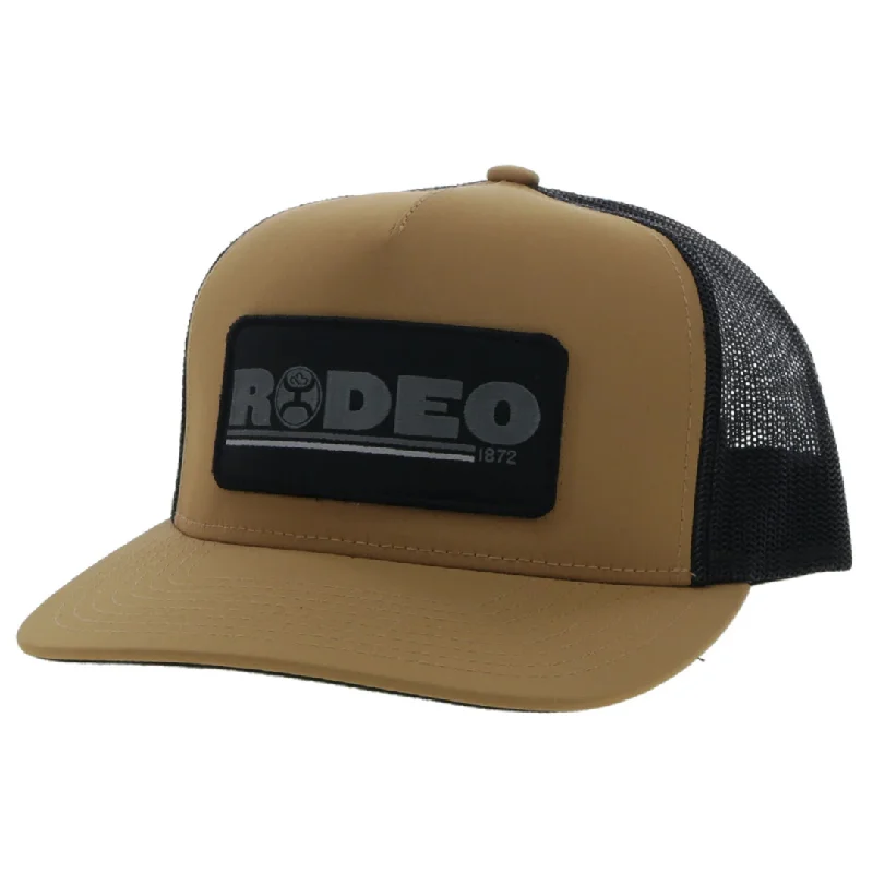 Purple Baseball Cap for Elegant -"Rodeo" Hooey Tan / Black 5-Panel Trucker with Serape / Black Rectangle Patch - 2253T-TNBK