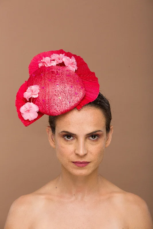 Classic wool felt hat for everyday classics -Red Jinsin Fascinator (Kinsley)