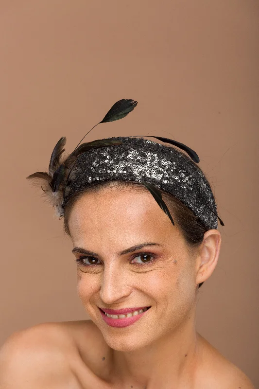 Luxury wool felt hat with soft lining -Headband Great Gatsby Theme Cocktail Party (Audrey)