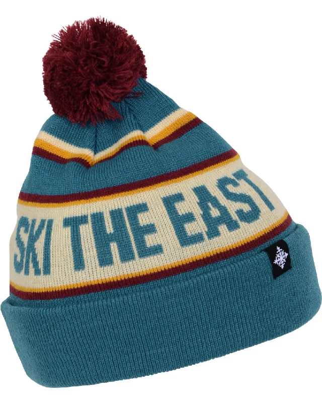 Lightweight cap with quick-dry fabric finish -Youth Tailgater Pom Beanie - T-Bar Teal