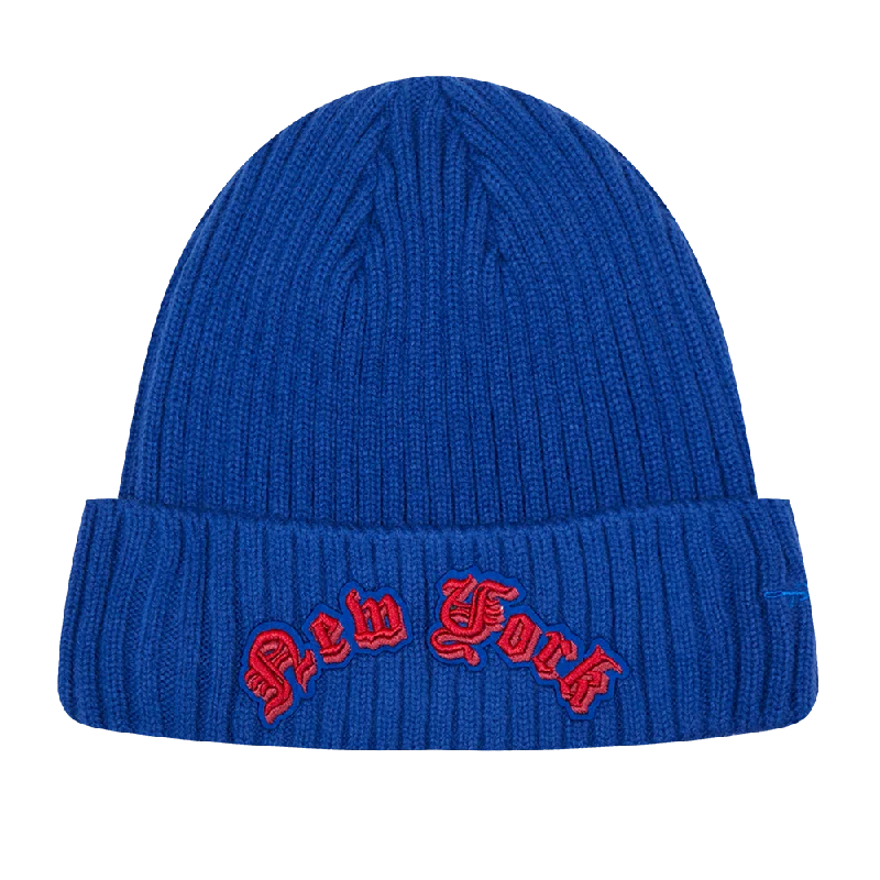 Washed cap with soft vintage feel -NFL NEW YORK GIANTS OLD ENGLISH UNISEX BEANIE (DODGER BLUE)