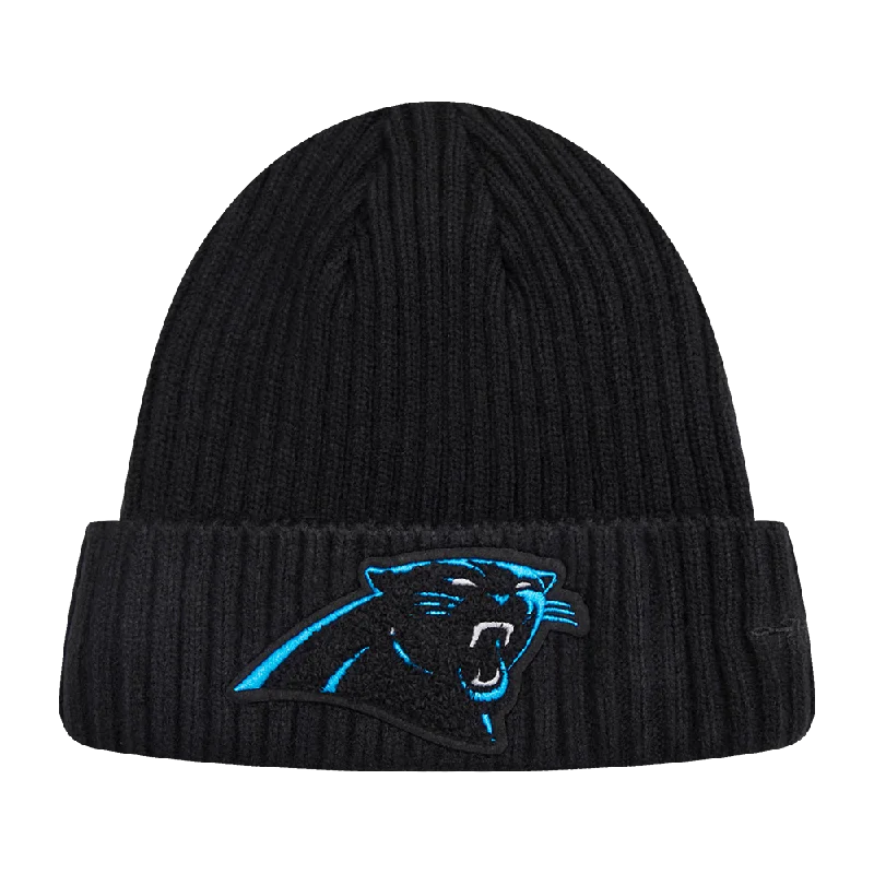 Washed denim cap for broken-in softness -NFL CAROLINA PANTHERS MASH UP BEANIE (BLACK)