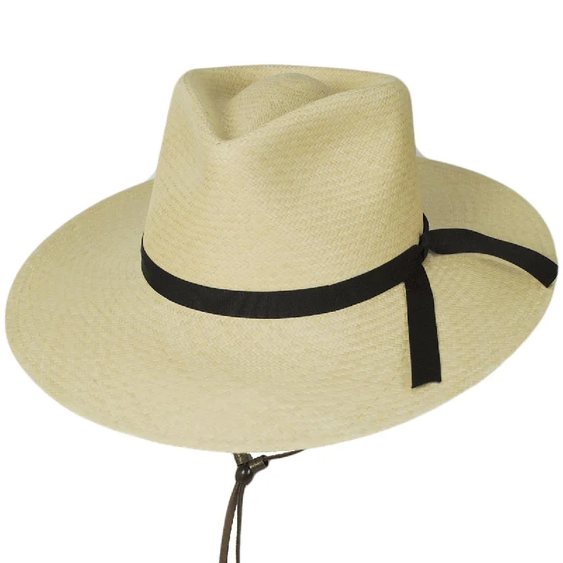 Elegant straw sun hat for women with large brim and stylish band for chic look -Panama Straw Working Hat