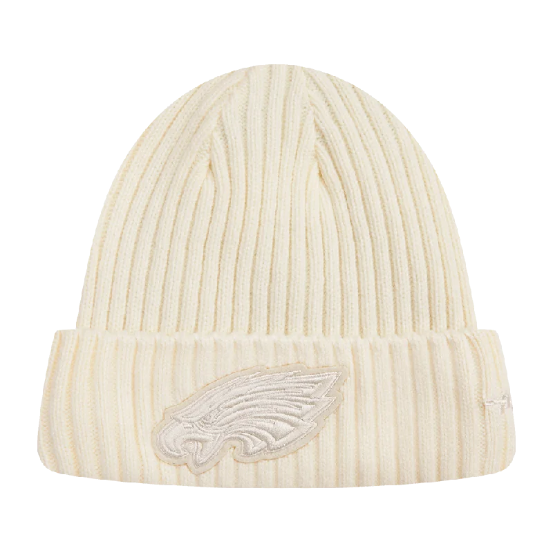 Adjustable dad cap for easy size tweaks -NFL PHILADELPHIA EAGLES NEUTRAL BEANIE (EGGSHELL)