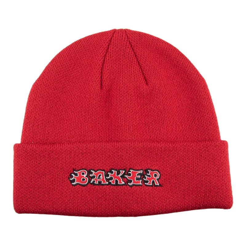 Denim snapback cap for casual cool edge -Baker - Flames Beanie Red