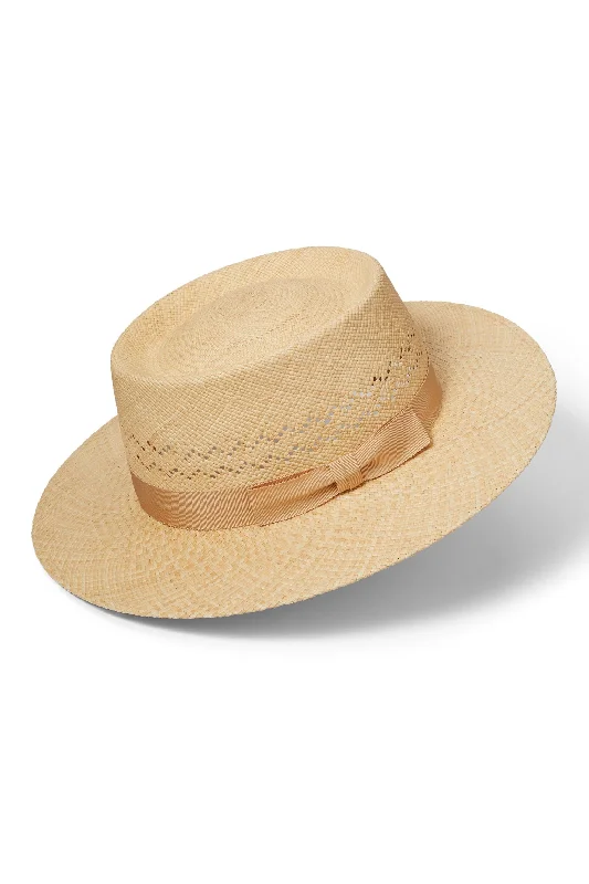 Soft straw sun hat for women with comfortable feel and sun protection -Hastings Pork-Pie Panama