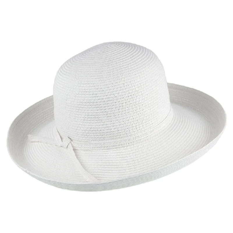 Elegant straw hat for women with decorative ribbon and fashionable touch -sur la tête Womens Traveller Packable Sun Hat - White