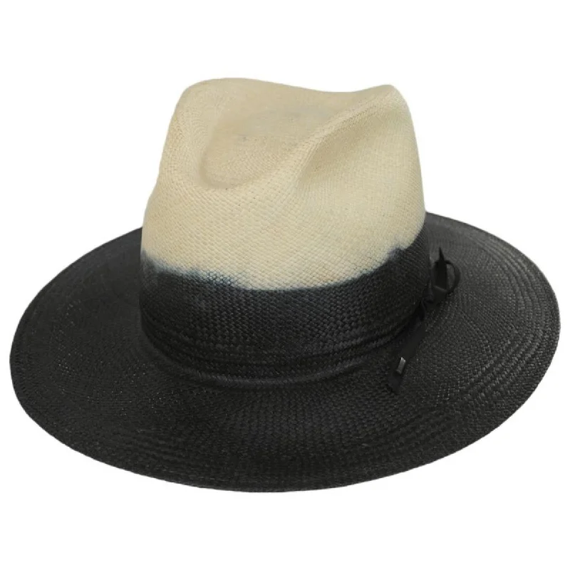 Stylish felt hat with wide brim elegance -Rask Gradient Panama Straw Fedora Hat