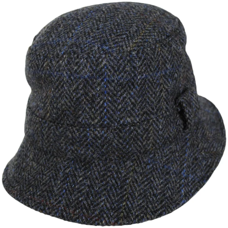 Wool Bucket Hat for Winter -Grouse Harris Tweed Wool Overcheck Herringbone Bucket Hat