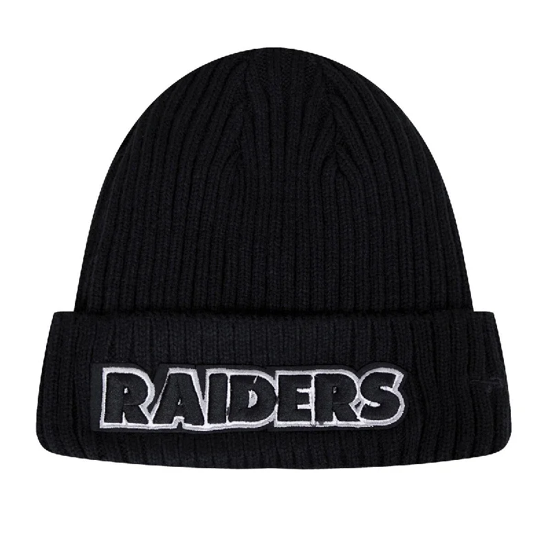 Sports team cap with bold logo front -NFL LAS VEGAS RAIDERS CLASSIC CORE UNISEX BEANIE (BLACK)