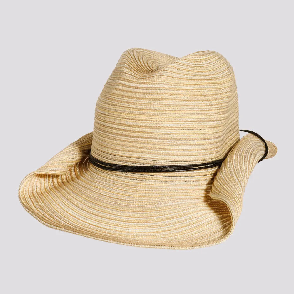 Simple straw fedora for men with traditional styling and lightweight construction -Memphis | Womens Rolled Brim Polybraid Western Cowgirl Hat