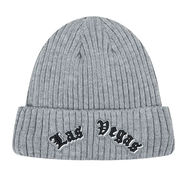 Soft cap for sensitive scalp comfort -NFL LAS VEGAS RAIDERS OLD ENGLISH UNISEX BEANIE (HEATHER GREY)