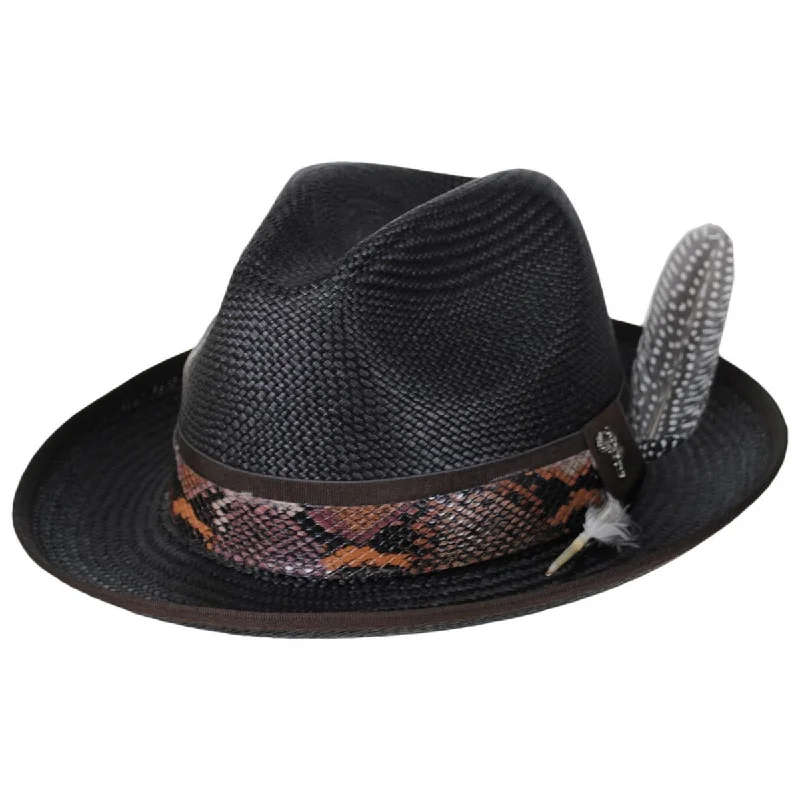 Trendy felt hat for modern urban outfits -Blessing Distressed Panama Straw Fedora Hat