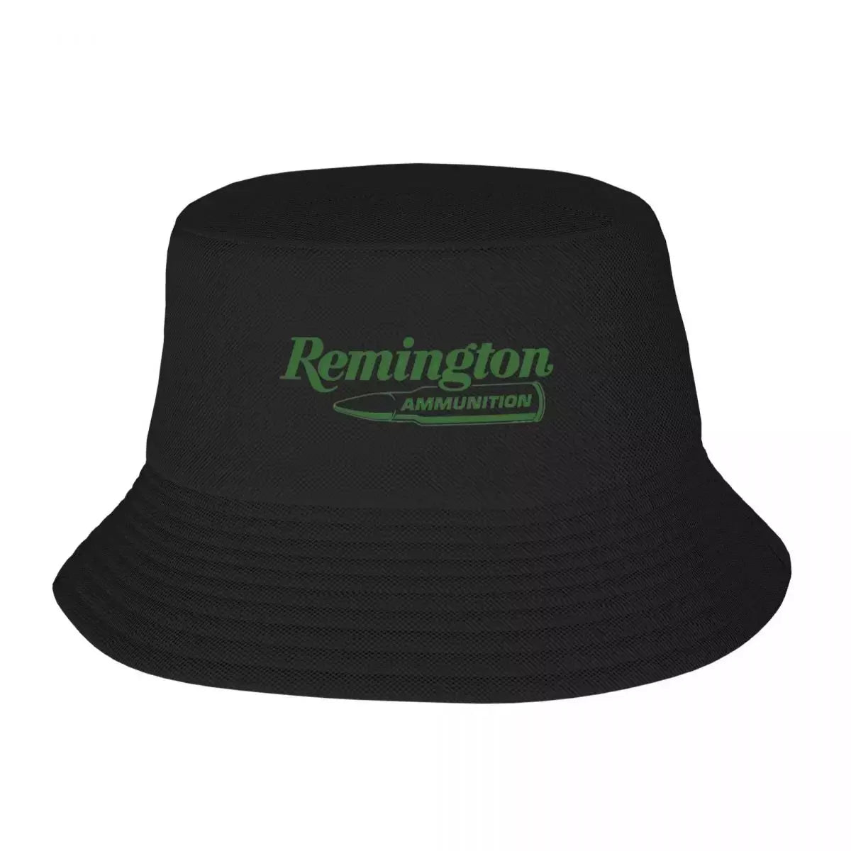 Cotton Bucket Hat for Summer -Remington Ammunition Black Bucket Hat