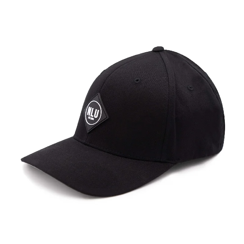 Baseball Cap for Formal Occasions -No Laying Up XXL Patch Hat | Black FlexFit with Black and White Origin PVC Patch