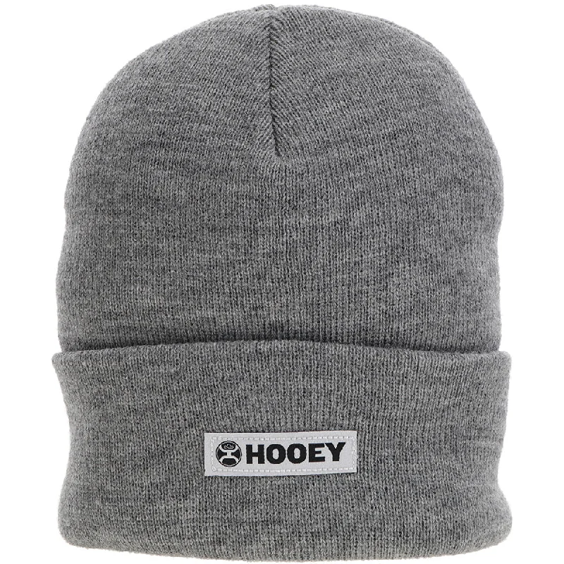 Adjustable dad cap for easy size tweaks -"Hooey Beanie" Grey w/White & Black Patch