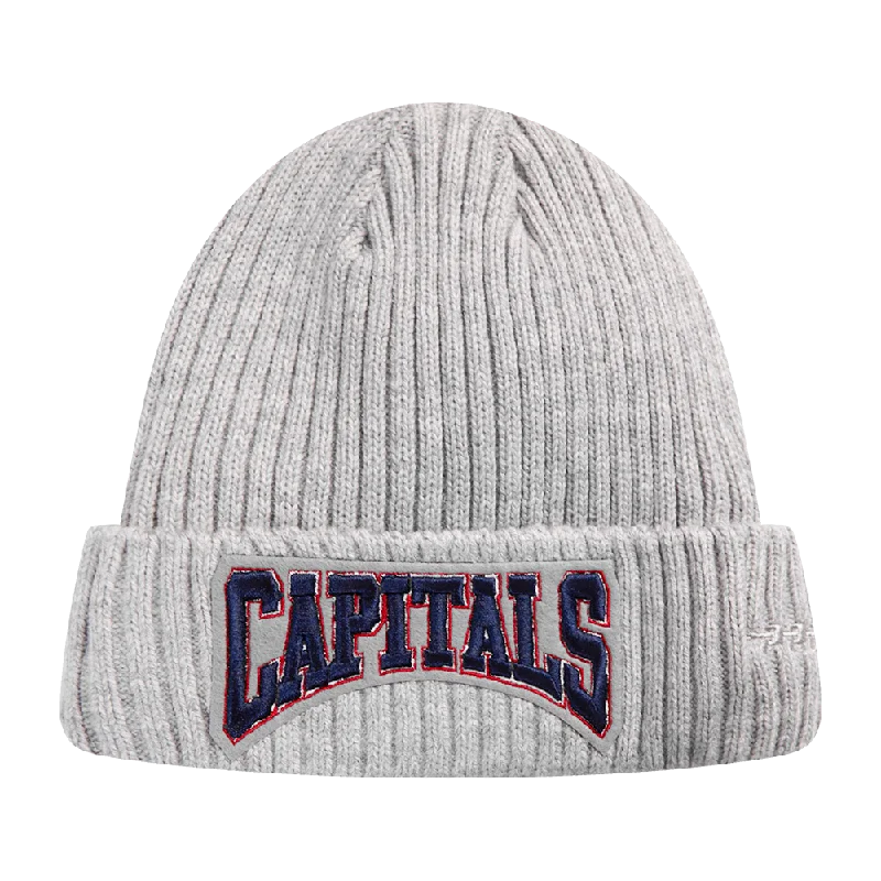 Minimalist cap with small stitched emblem -NHL WASHINGTON CAPITALS CREST EMBLEM BEANIE (GRAY)