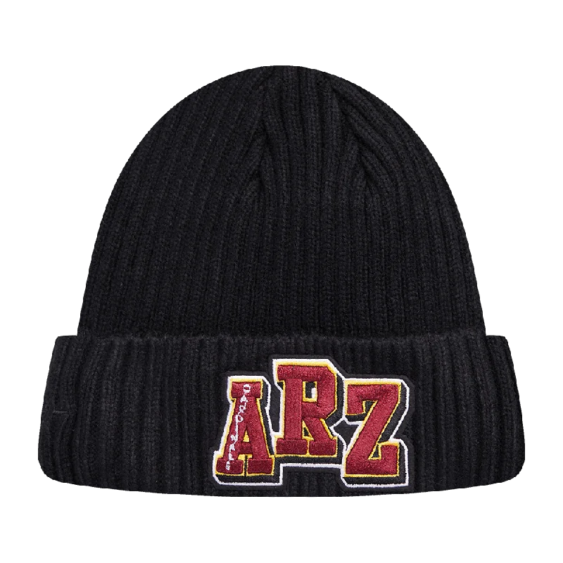 Premium cap with leather strap accent -NFL ARIZONA CARDINALS MASH UP BEANIE (BLACK)