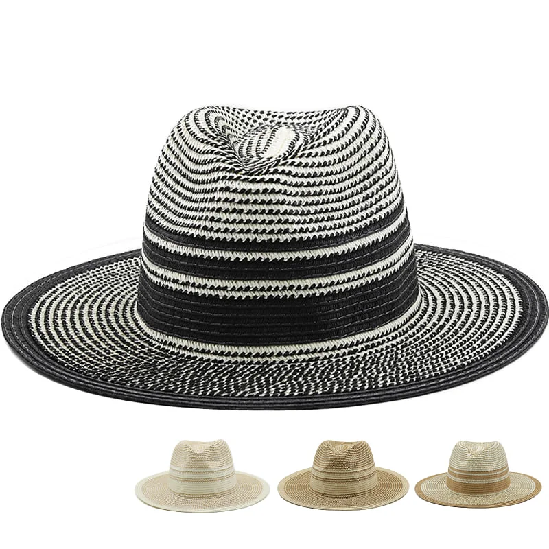 Black felt hat for sleek minimalist looks -Levante Striped Fedora Hat