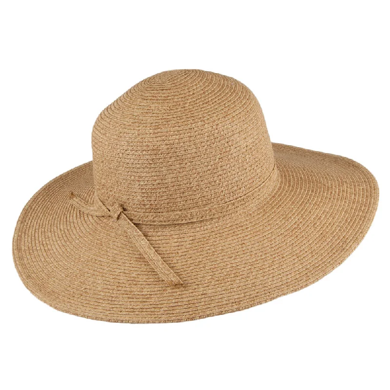 Trendy straw Panama hat for women with decorative ribbon and casual style -sur la tete Brighton Sun Hat Toast Wholesale Pack