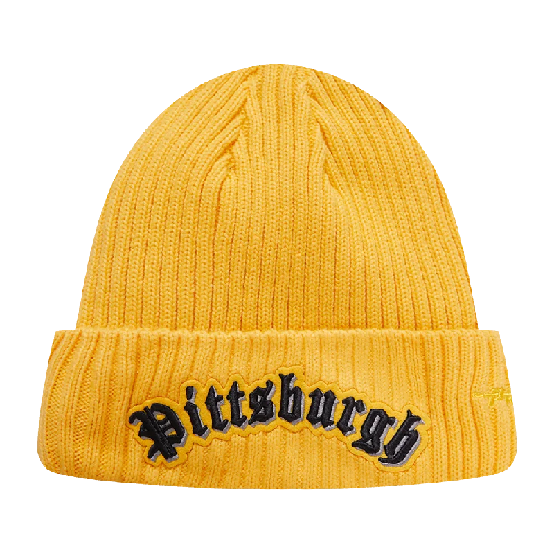 NFL PITTSBURGH STEELERS OLD ENGLISH UNISEX BEANIE (YELLOW)