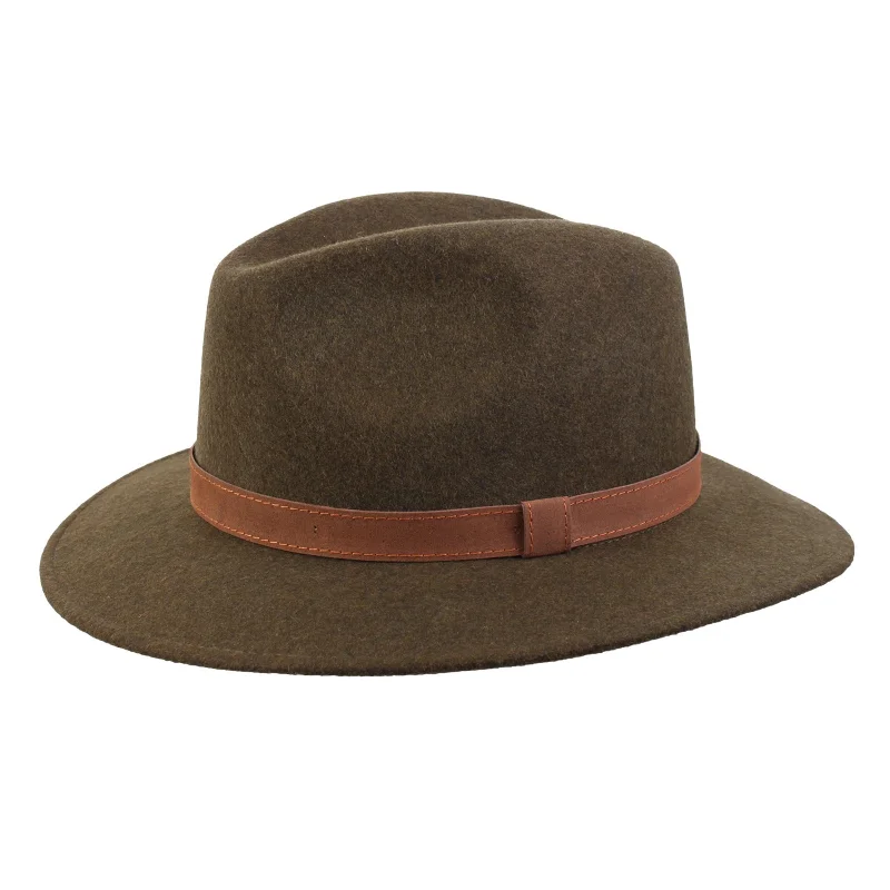 Stylish felt hat with leather trim details -Wigens Men's Formal Wool Bosco Fedora Hat