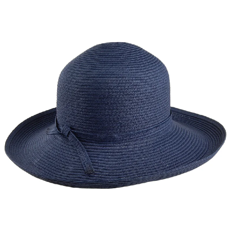 Handwoven straw hat for women with a unique design and artistic craftsmanship -sur la tête Womens Traveller Packable Sun Hat - Navy Blue