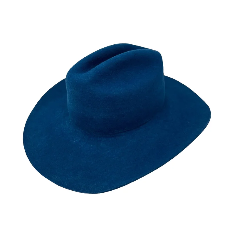 Elegant felt hat with velvet ribbon accent -Maverick Cattleman's Crease Cobalt