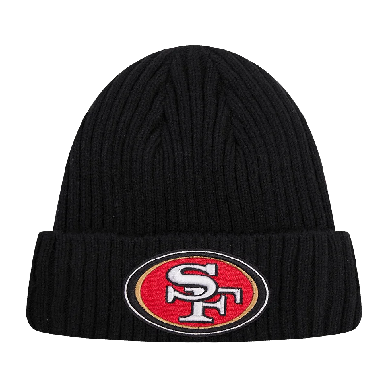 Bright cap for fun festival outfits -NFL SAN FRANCISCO 49ERS KNIT BOX SET BEANIE (BLACK)