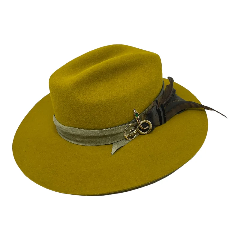 Soft wool felt hat for cozy softness -Starr - Chartreuse