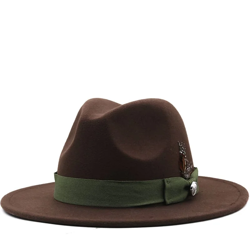 Lightweight felt hat for easy portability -Wilson Feather Brown Fedora Hat