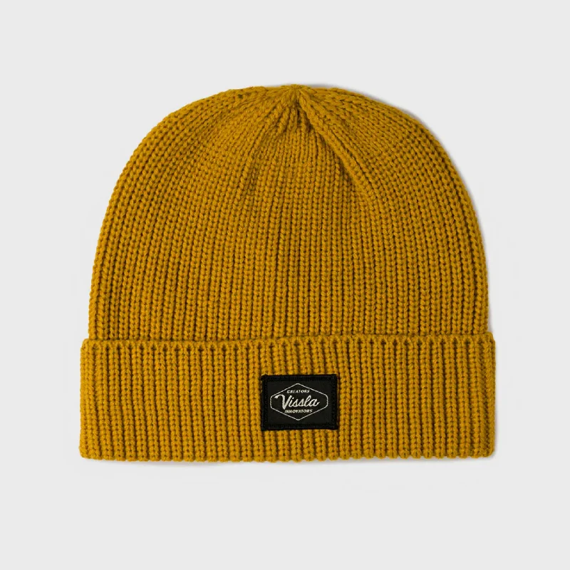 Durable dad cap for relaxed weekend outings -Vissla Creators Crew Eco Beanie Hat - One Size - Gold Coral