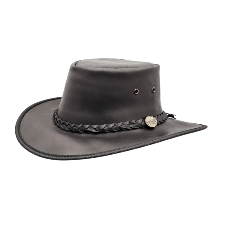 Baseball Cap for Casual Fridays -Barmah 1026BL Squashy Full Grain Leather Hat - Black