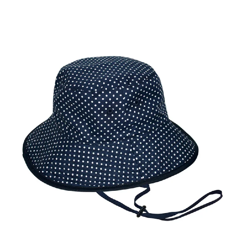 Hippie Bucket Hat with Beads -Jessica Bucket Hat - Navy Polka