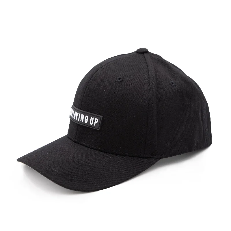 Maximalist Baseball Cap for Bling -No Laying Up XXL Patch Hat | Black FlexFit with Black No Laying Up PVC Patch