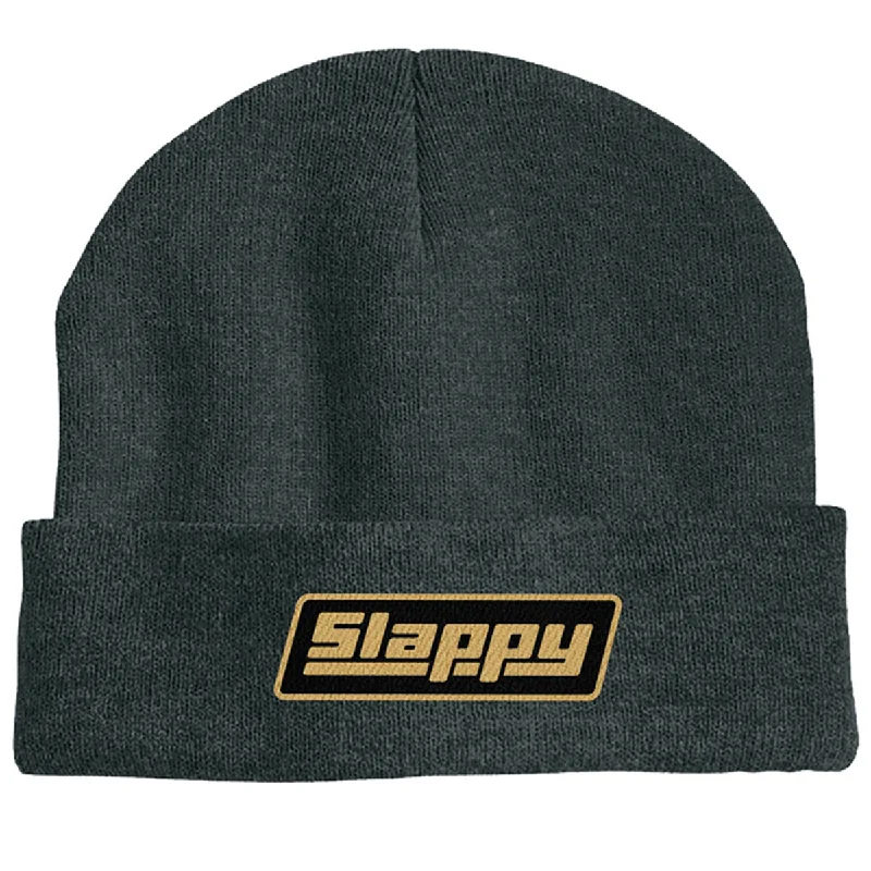 Designer baseball cap for luxury streetwear -Slappy - OG Logo Beanie Black