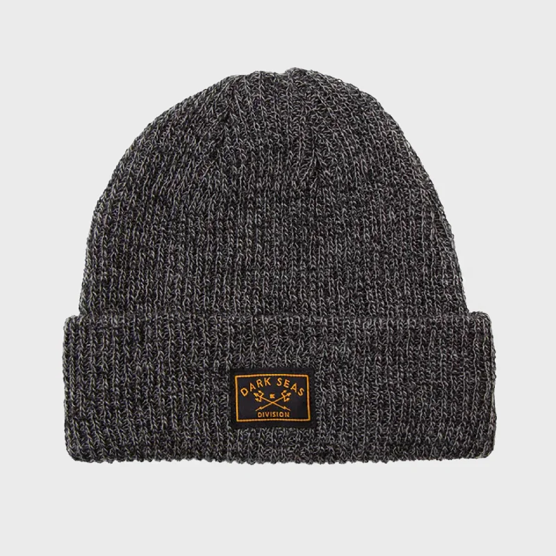 Embroidered cap with custom team initials -Dark Seas Kintner Beanie Hat - Black Heather