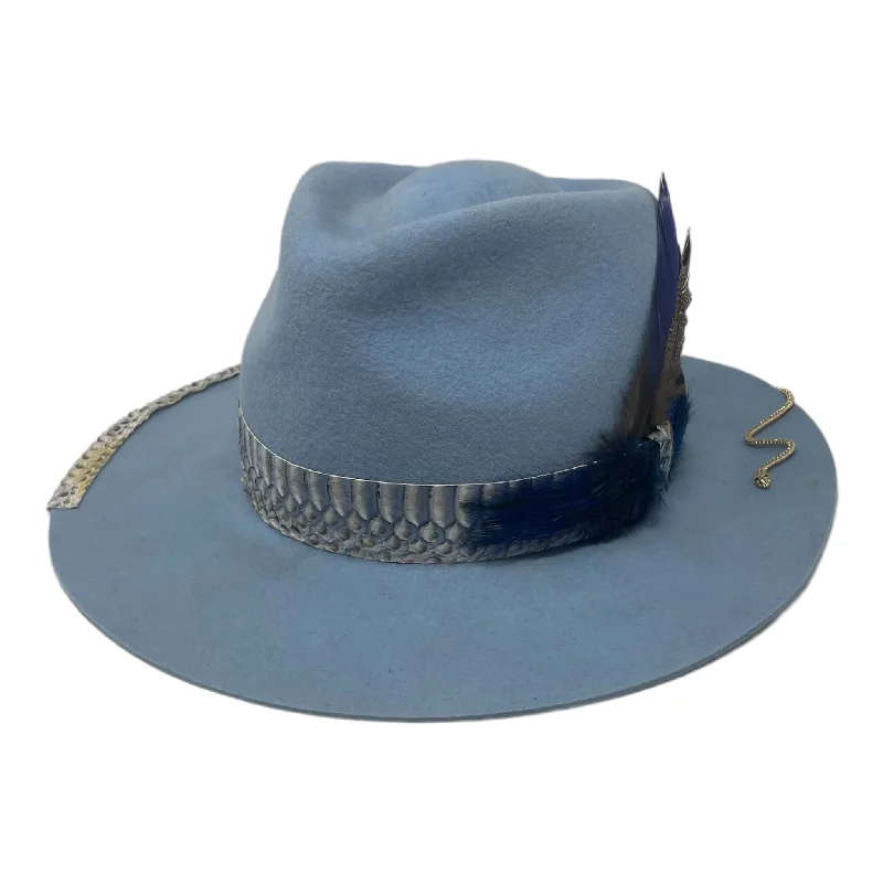 Warm felt hat for snowy mountain trips -Light Blue Snake Fedora