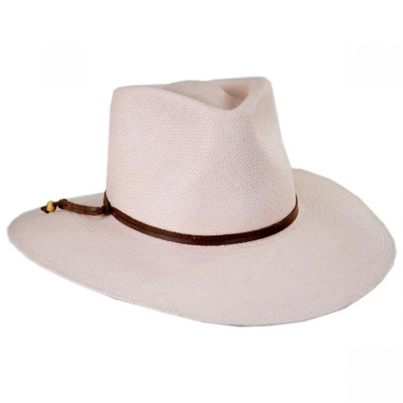 Stylish felt hat with leather trim details -Tessa Panama Straw Fedora Hat