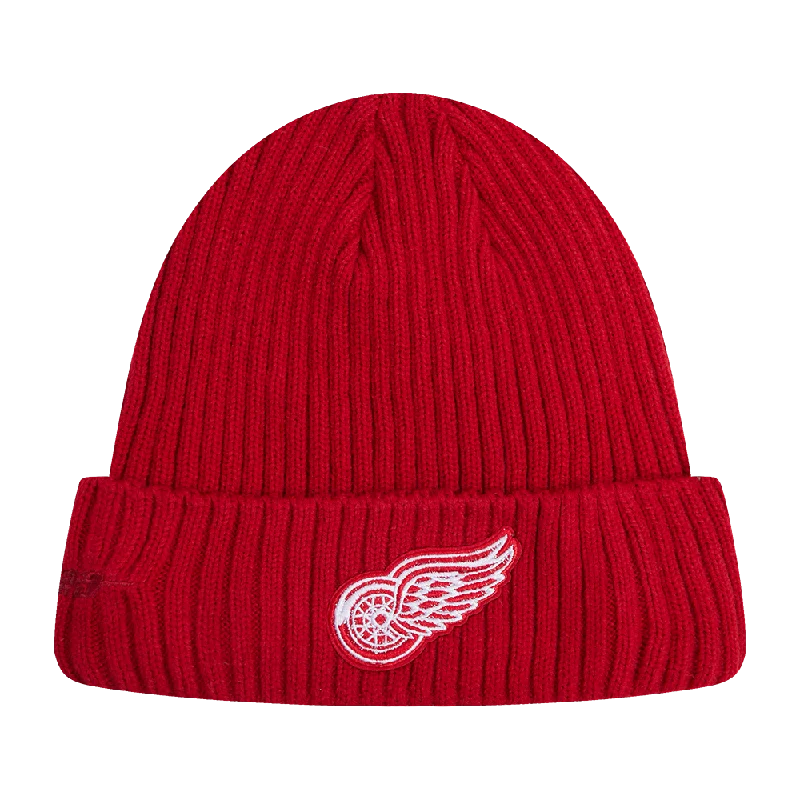 Bright neon cap for bold visibility needs -NHL DETROIT RED WINGS CLASSIC CORE UNISEX KNIT BEANIE (RED)