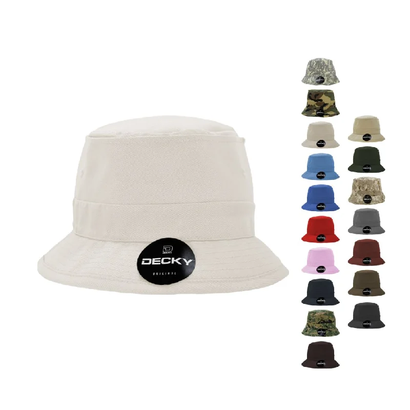 School Bucket Hat for Students -Decky 450 Structured Bucket Hats Cotton Fisherman Buckets Caps Blank