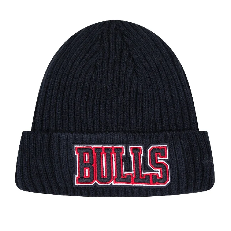 Cotton twill cap for durable daily use -NBA CHICAGO BULLS CLASSIC CORE UNISEX BEANIE (BLACK)