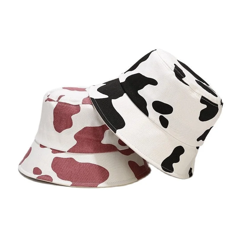 Minimalist Bucket Hat for Simplicity -Cow Print Bucket Hat