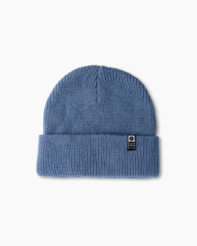 Minimalist cap with small stitched emblem -Alpha Beanie - Blue Dusk