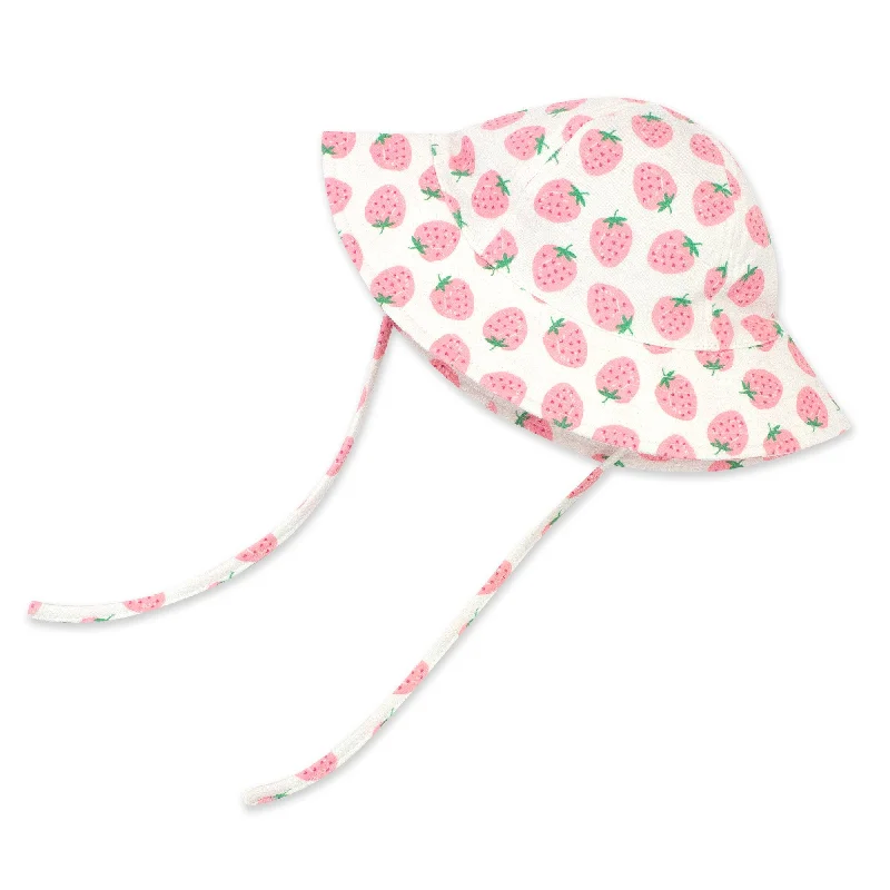 Comfortable straw visor hat for women with adjustable strap and sun protection -Strawberries Organic Cotton Sun Hat