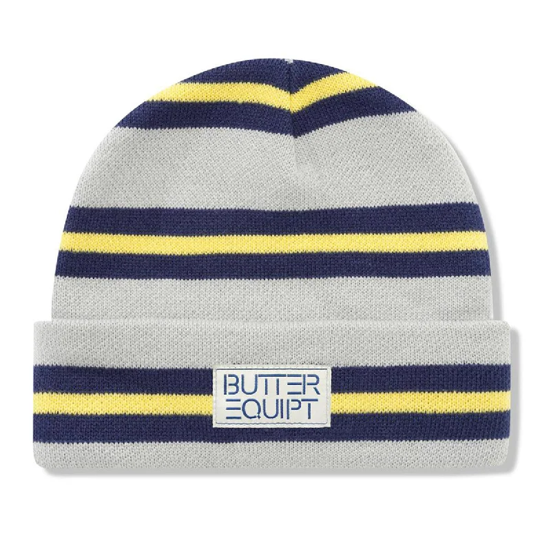 Premium leather cap with stitched logo detail -Butter Goods - Equipt Beanie Grey