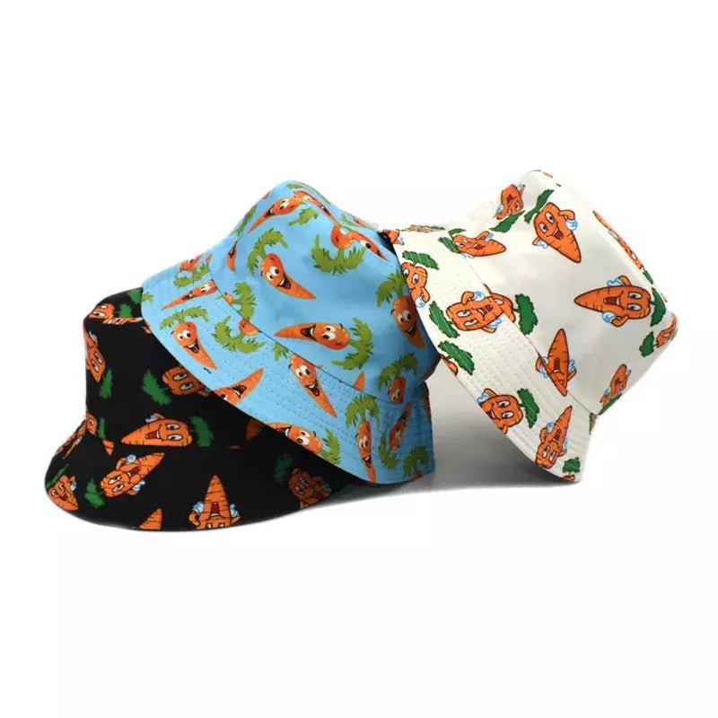 Painted Bucket Hat for Artistic -Happy Carrots Reversible Bucket Hat